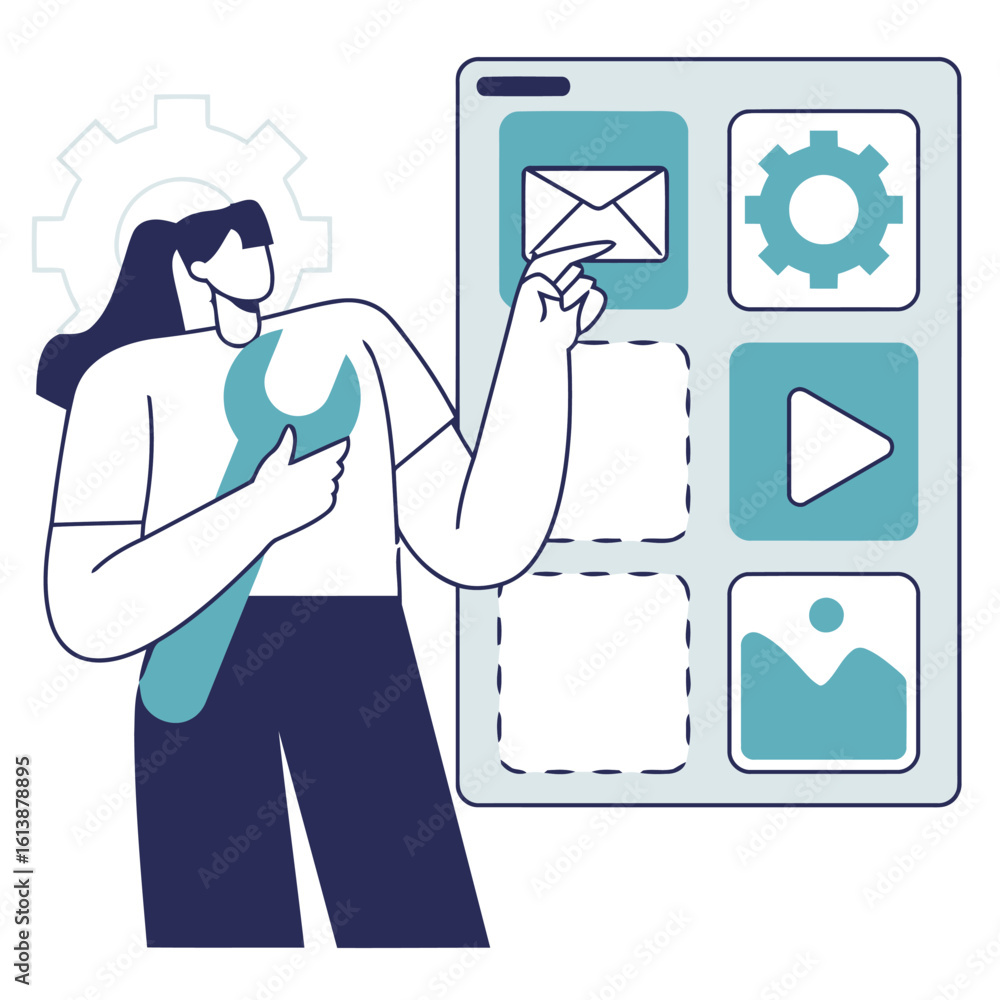 Poster skilled technician meticulously calibrates digital interface, optimizing user experience with expert