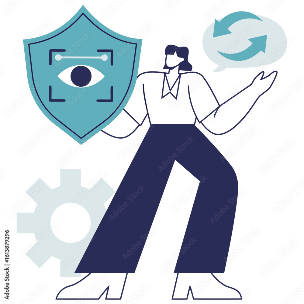 Poster dynamic professional shields digital security, representing data protection and system updates with 