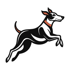 Draw a dog jumping, using only simple, bold black strokes