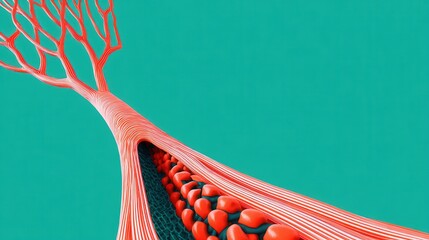 Visualization of human artery with flowing blood cells