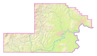 Map of the County Yamhill (Oregon, US) showing the isolated County with relief representation. No Lables.