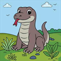 komodo dragon Cute Animal Children coloring page