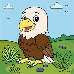Eagle Cute Animal Children coloring page