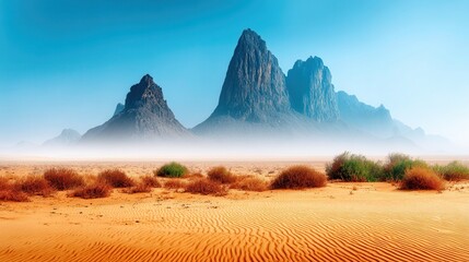 Majestic desert mountains in serene landscape