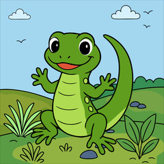 Lizard Cute Animal Children coloring page