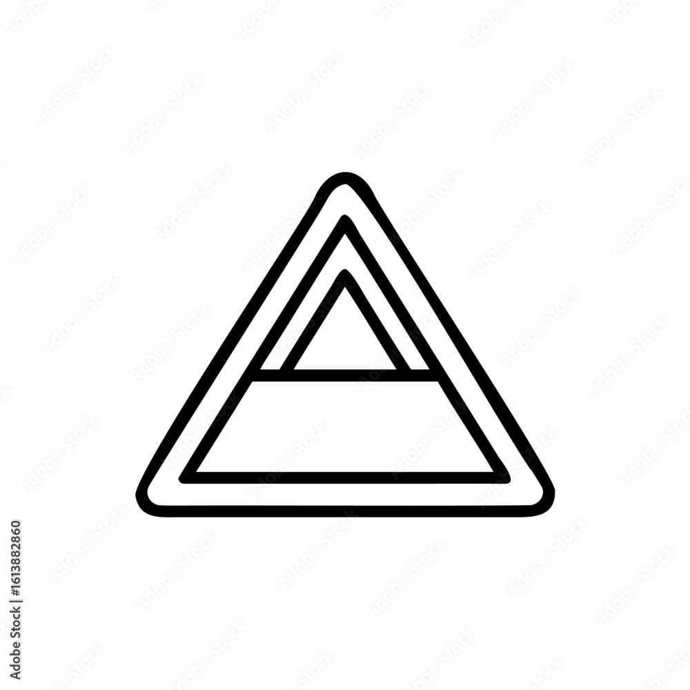Poster outline warning triangle symbol with layered inner triangles alert danger