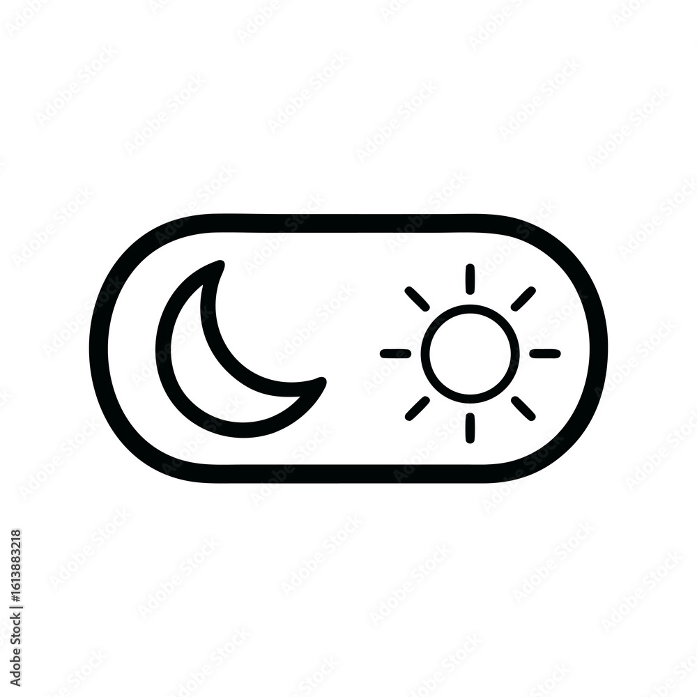 Poster a toggle switch displaying the options for day and night mode settings on a device interface