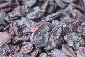 Dried black raisins ready for cooking and baking