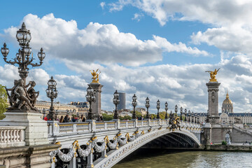 The famous Alexandre III bridge over the Seine, Paris, France