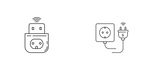 Smart plug icon illustration with socket and connected device design concept