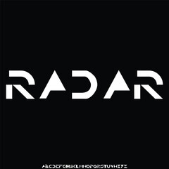 Wide modern futuristic radar alphabet display font vector