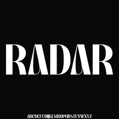 Wide modern futuristic radar alphabet display font vector