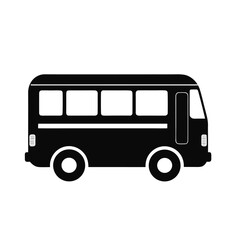Classic city bus silhouette transportation icon for urban travel and public transit isolated on white background