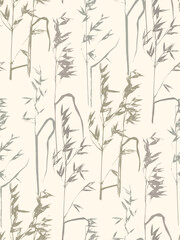 Cute floral seamless pattern with silhouettes of meadow wild herbs flowers. Flower vector illustration background. Print in rustic vintage style, textile or wallpapers.