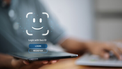 Login with Face ID on Tablet for Digital Access Security