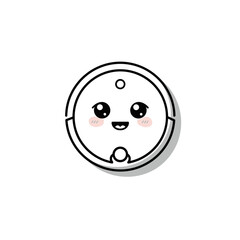 Fototapeta premium Cute smiling robot vacuum cleaner with cheerful facial expression 