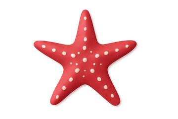 Obraz premium Bright red starfish with white spots, digitally rendered, showcasing intricate marine design against transparent backdrop