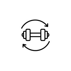 Dumbbell with circular arrows representing fitness and exercise  