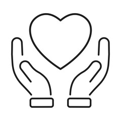 Hand hold heart line icon. Charity and donation concept vector illustration