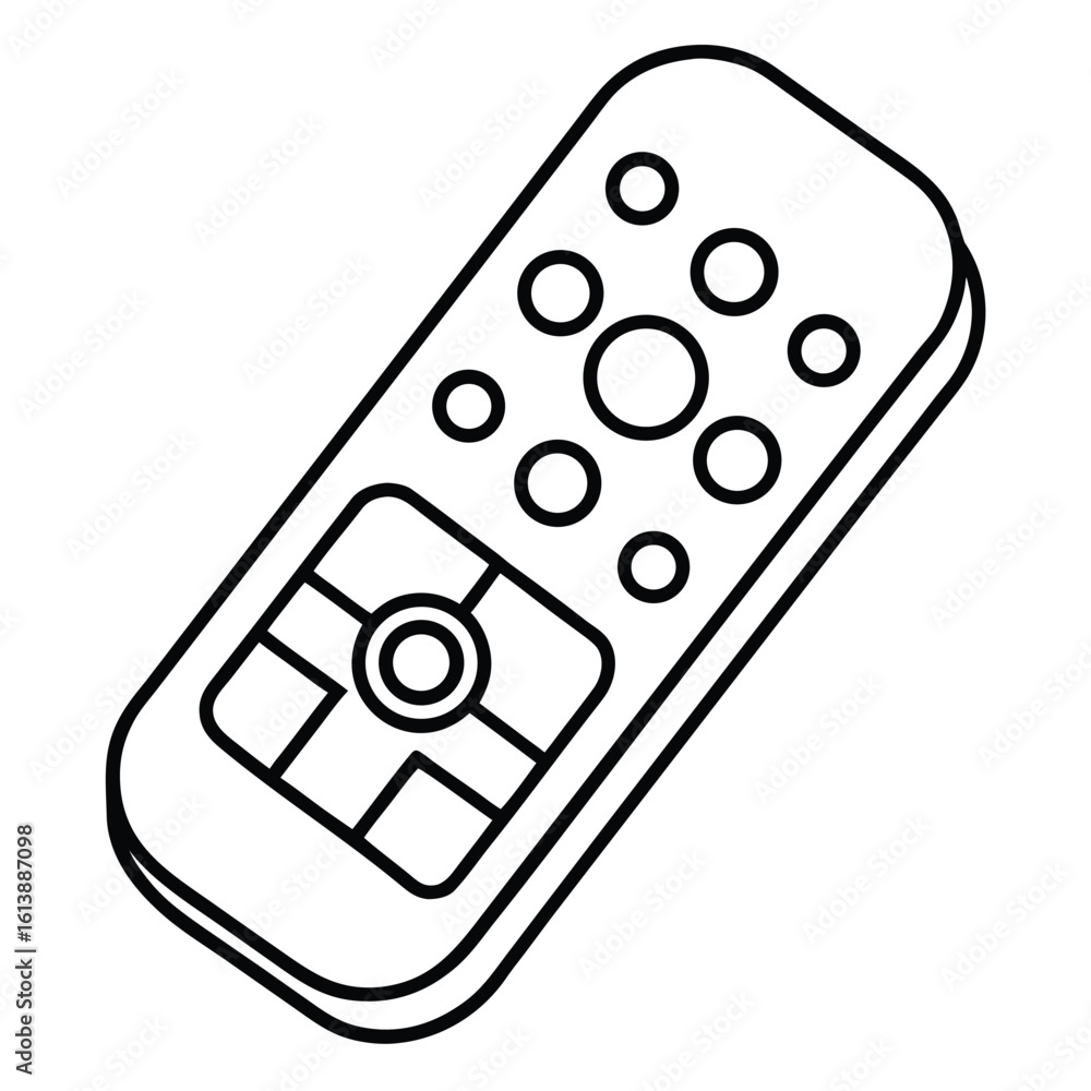 Poster modern remote control device with simple outline design isolated on a clean white background for dig