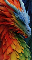 Fototapeta premium Close-up of a vibrant, colorful dragon's head and neck
