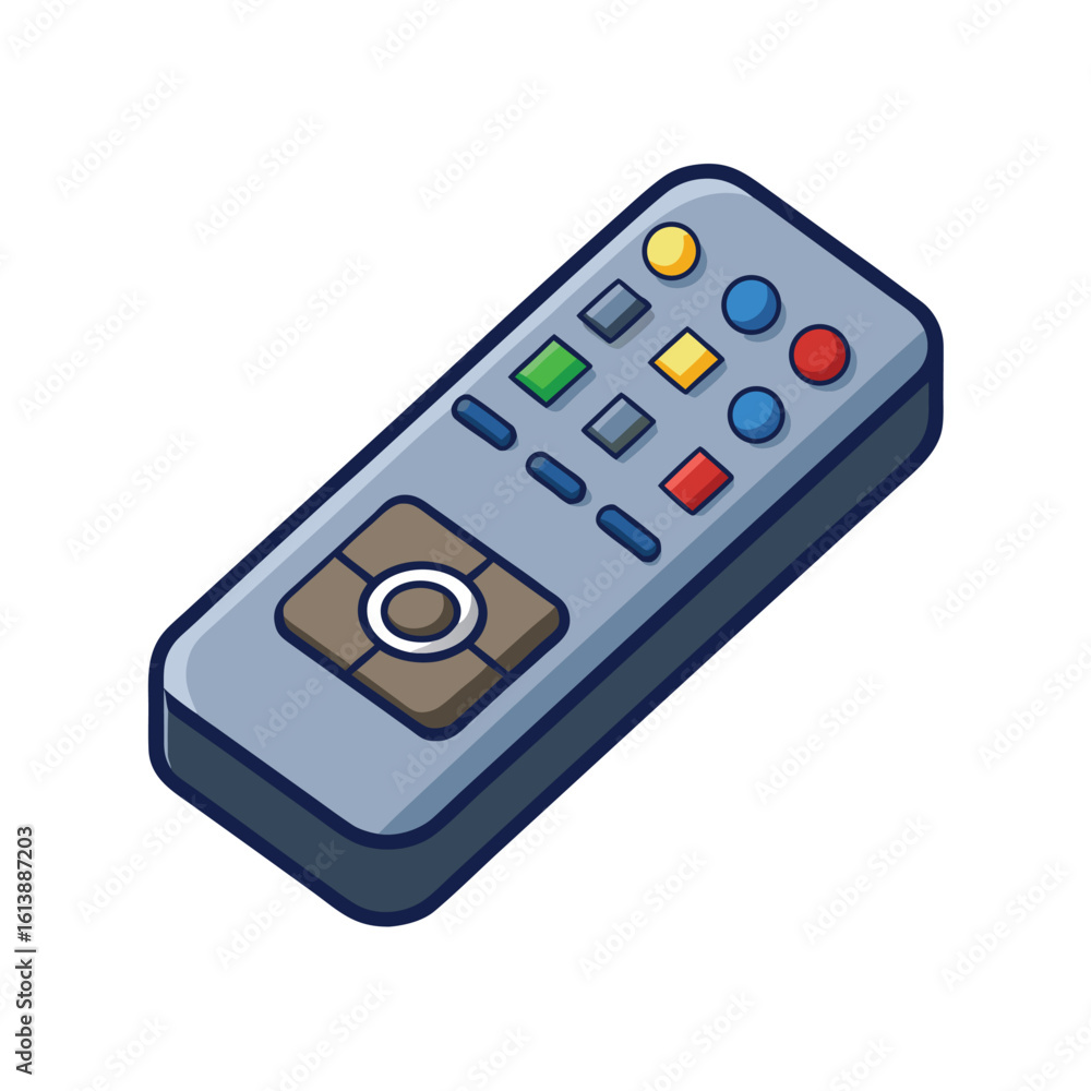 Poster modern electronic remote control device with buttons isolated on a clean white background for digita