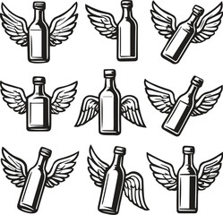 set of cosmetic bottles