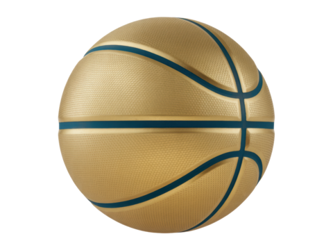 Golden Basketball with Black Lines Isolated
