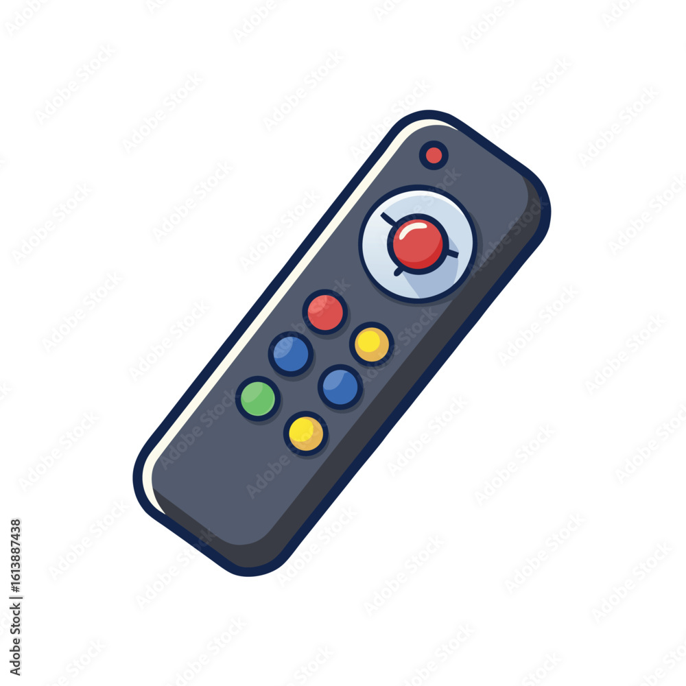 Poster modern electronic remote control device with multiple buttons isolated on a clean white background f