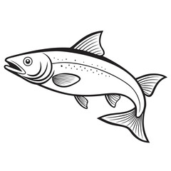 Fototapeta premium Stylized outline of a salmon fish with clean lines presented isolated on white background