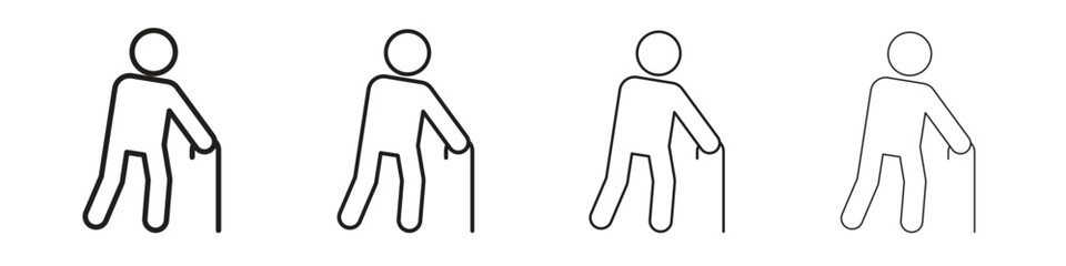 Walking stick icon vector illustration, line design icon. Editable strokes.