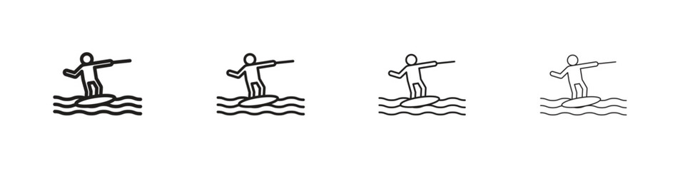 Wakeboarding icon vector illustration, line design icon. Editable strokes.