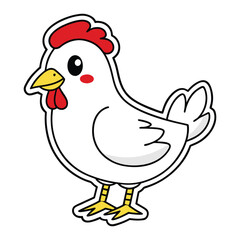 Adorable cartoon white chicken with red comb and wattle cute farm animal illustration perfect for children s books and educational materials