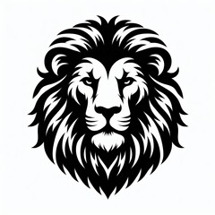 Majestic lion head emblem with bold black mane and fierce expression