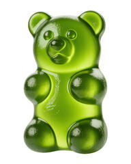 Green gummy bear candy isolated on white
