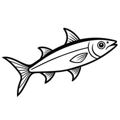 Fototapeta premium Stylized outline of a sardine fish in a simple clean vector illustration isolated on white background