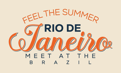 Feel the Summer, Amazing Brazil. Surfing Club, Copacabana, Rio de Janeiro. Tropical vibes t-shirt artwork. summer vibes artwork, beach artwork.