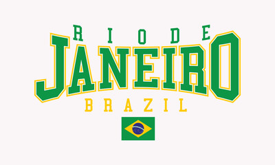Brazil's Rio De Janeiro college slogan te for apparel industry, varsity slogan tee.