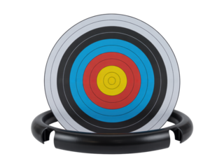 Colorful archery target board on stand
