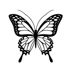 Insect Silhouette Art – Black Butterfly Vector for Nature-Inspired Graphics