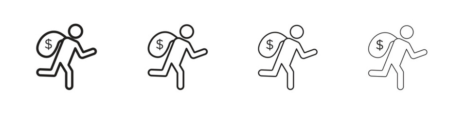 Robbery icon vector illustration, line design icon. Editable strokes.