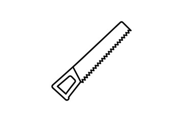 Hand Saw Tool Illustration Carpentry Woodworking and Construction Equipment in Silhouette Style