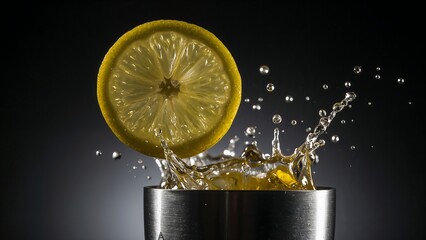 lemon in water ad glass