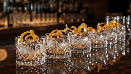 lemon skin on glass for cocktail