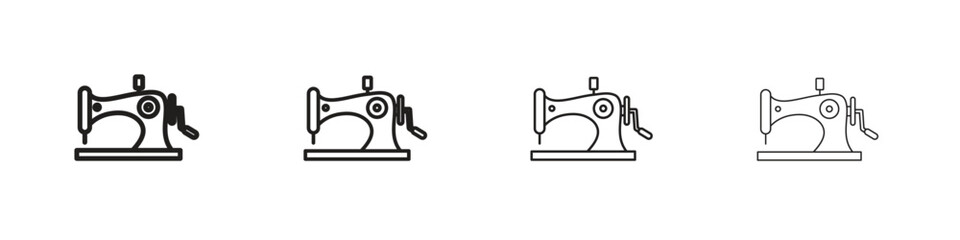 Old sewing machine icon vector illustration, line design icon. Editable strokes.