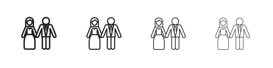 Newlyweds icon vector illustration, line design icon. Editable strokes.