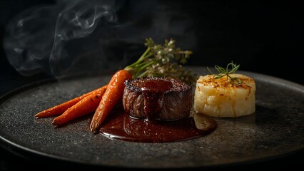 grilled salmon steak with vegetables