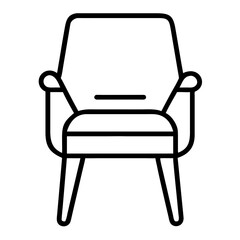 Simple outline of modern chair icon on transparent background  