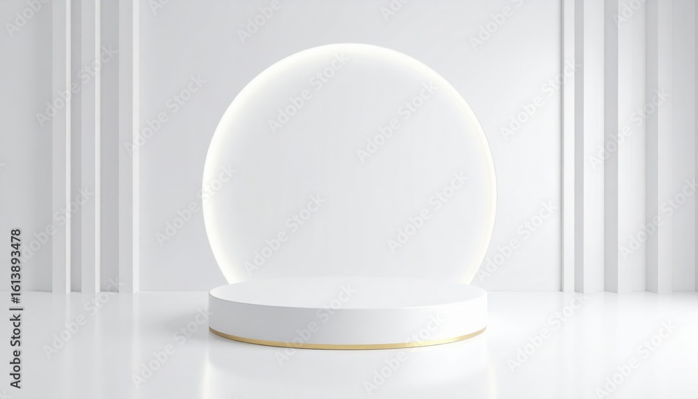 Aufkleber minimalist white stage for events modern gallery 3d render clean environment front view elegant desi