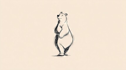  A monochrome illustration depicts a majestic bear standing on its hind legs and gazing upward with intent